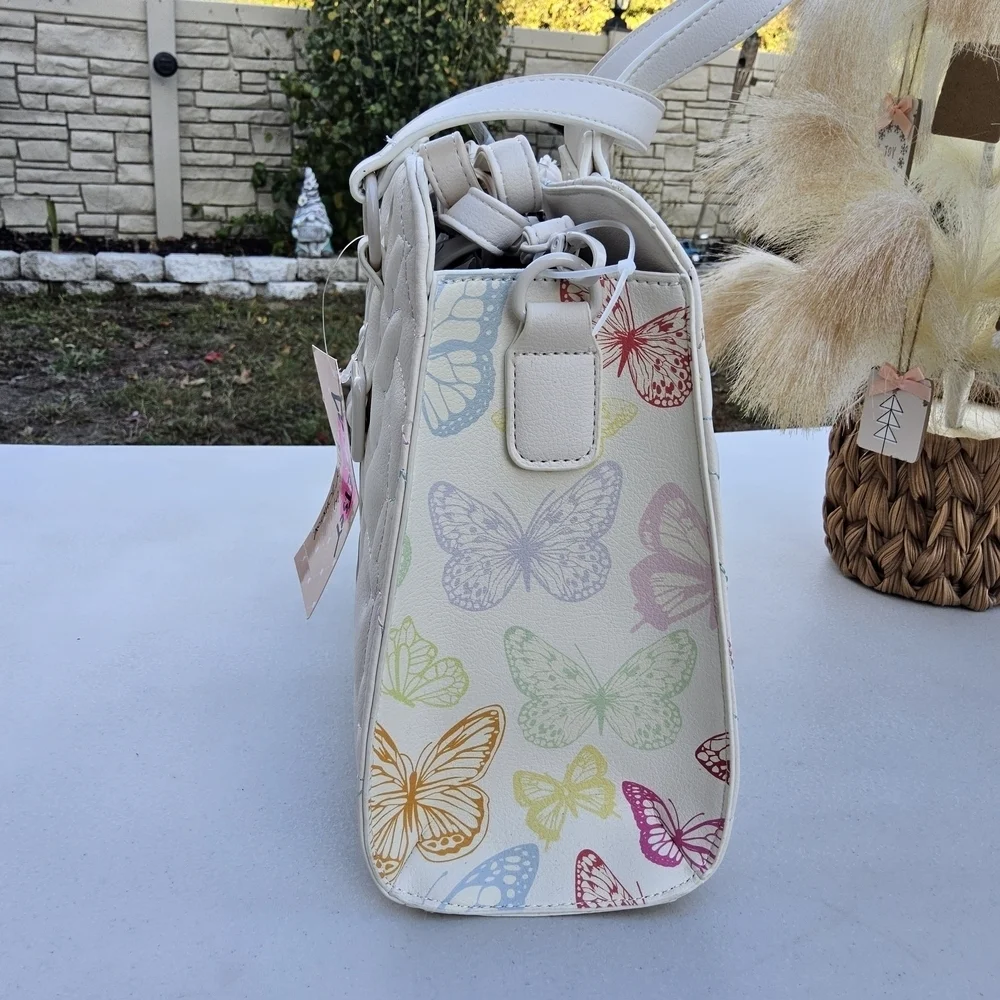 Betsey Johnson Cream Butterfly Satchel